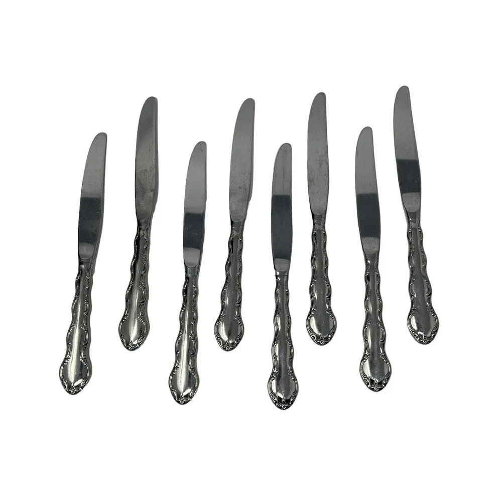 Reed & Barton Summertime Dinner Knives Flatware Set of 8 ‎ Stainless Silverware